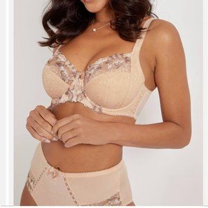 NWT Sexy Bra Pour Moi Sofia Lace Embroidered Side Support Underwire Bra in Nude